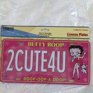 Betty Boop Pink Tin License Plate